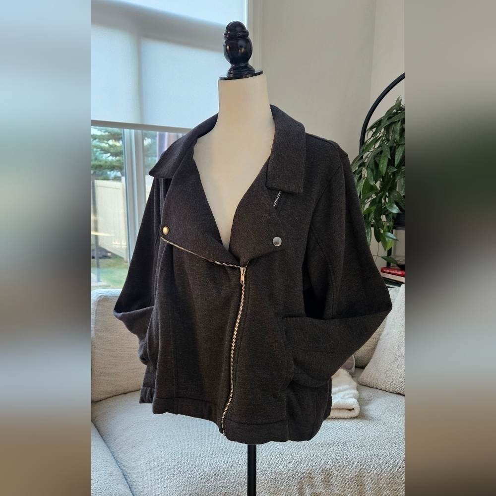 Women's Charcoal Bomber Thick Cottony Jacket